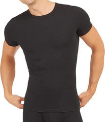 SPANX FOR MEN Black Stretch Cotton Compression Crew Neck Short Sleeve T-Shirt L