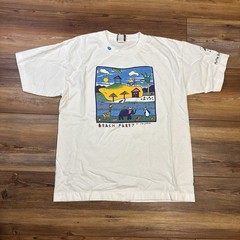 Vintage 90s Beach Party Art Tshirt Size Large Animals Beach