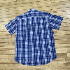Bugatchi Uomo Cotton Button Shirt Men L Shaped Fit Classic Blue Plaid Button Up
