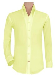 High Open Button-Down Collar 100% Cotton Yellow Shirt for Men Party Style Unique