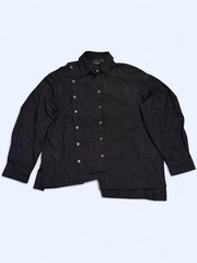 Fried Rice Asymmetrical Split Button Up Shirt In Black, Size Large