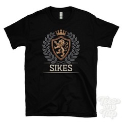 SIKES FANTASY COAT OF ARMS T-SHIRT novelty parody family name crest