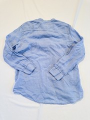 Tasso Elba Mens XL 100% Linen Mandarin Collar Button Down Blue Coastal Resort