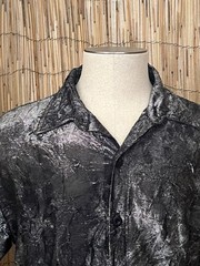Positano Mens SS Button Up Euro-Style Shirt-Size XL-Poly Nylon Blend