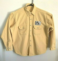 Men 1X-2X Chambray Flannel Button Down L/S Shirt Yellow Ochre Duck Hunting