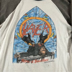 Vintage Slayer Shirt Mens Large White Raglan Altar Of Sacrifice 1986 Reign Blood