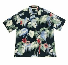 Caribbean By Roundtree & Yorke Men’s Silk Blend Short-Sleeve Camp Shirt L, XL