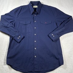 King Ranch Blue Striped Collared Long Sleeve Button Up Western Cowboy Shirt XL