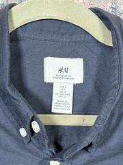 H&M Blue Solid Regular Fit Button-Down Long Sleeve Button-Up Shirt