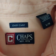 Chaps Easy Care Long Sleeve Button Down Shirt Large Light Orange