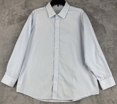 Haggar Men’s Dress Shirt Striped Light Blue & White 17/17.5 NWOT Classic Fit