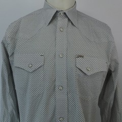 Rafter C Pearl Snap Shirt Men’s M Gray Pro Flex 45 Performance Cowboy Collection
