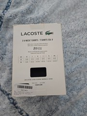 Lacoste Essentials 3 Pack Black Regular Fit V-Neck Cotton T-shirts, SZ,Small,New