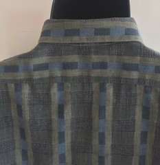 Bugatchi Uomo Shirt 16 Medium Large Gray Blue Black Multi Hong Kong Cotton