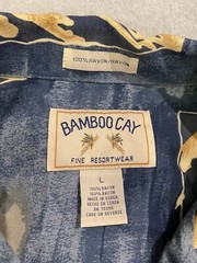 Bamboo Cay Short Sleeve Large Blue Bamboo Floral Rayon Blend Beach Resort Shirt