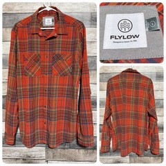 Flylow Snap Button Lightweight Plaid Shirt Men’s L Orange Red Hiking Fishing
