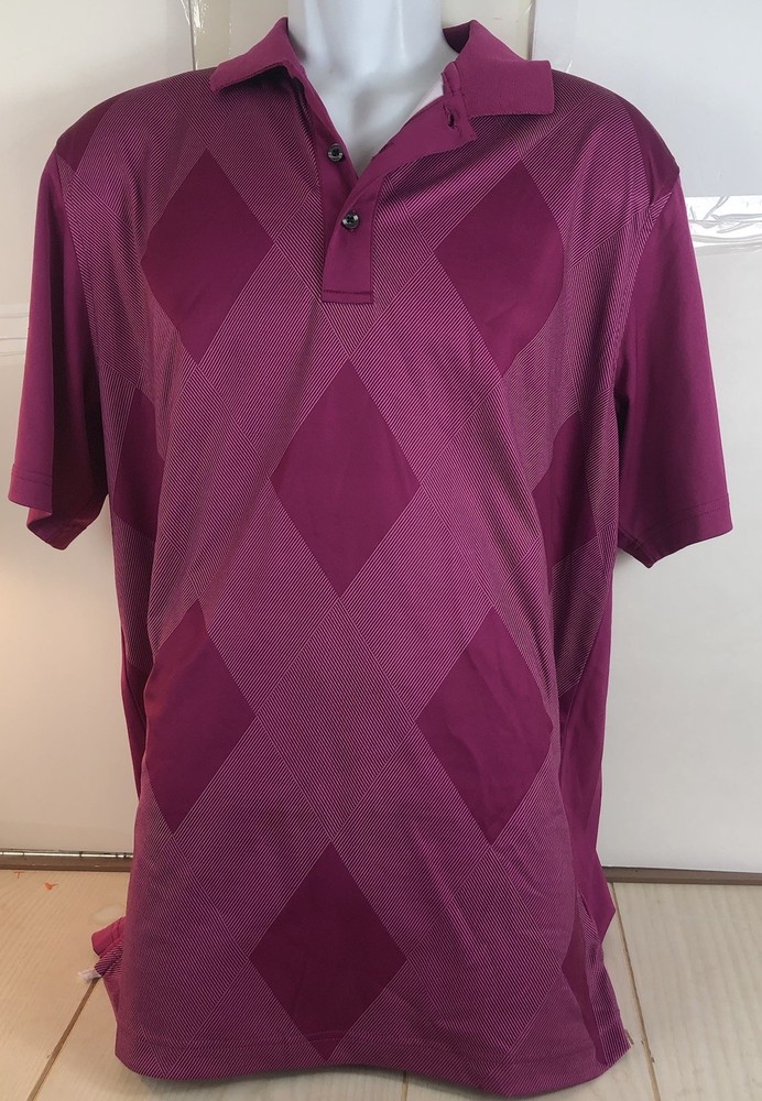 Golf Greg Norman Medium Shark Fuscia Fitted Polo Play Dry Athletic