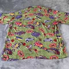 Joe Kealoha’s Shirt Mens Large Green Car Route 66 Hawaiian Aloha Button Front
