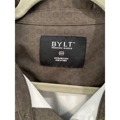 BYLT Minimalist Button Down Shirt Executive Stretch Geometric Olive Green 2XL