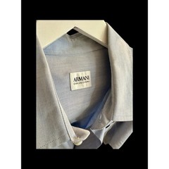 Giorgio Armani Le Collezioni Dress Shirt Mens 17 Blue Button Up Sz 43 Italy