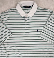 RALPH LAUREN GOLF Polo Shirt Short Sleeve Cotton Knit Men’s Large Green Stripes