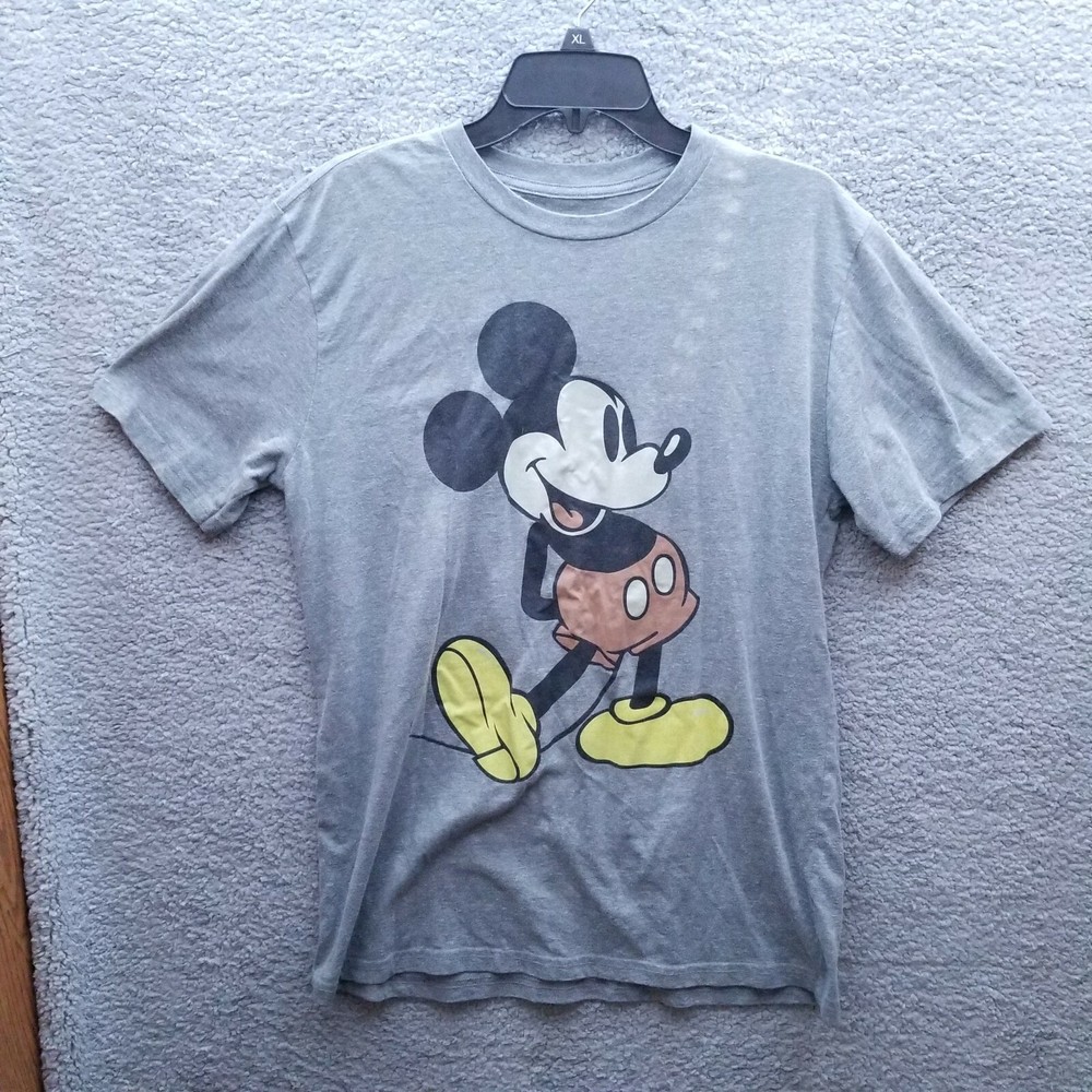 Disney Men’s L Gray Mickey Mouse Embossed Vintage T-Shirt 22.25″ 27″ 8.5″