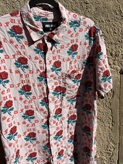 Men’s Full Send Button-Down Shirt Multicolor Roses Spell-Out XL Street Art City