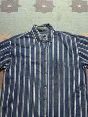 Coliseum Denim Vertical Stripe Button Down Shirt Beachy Layers Men’s Medium