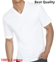 New 3 Pack Men’s 100% Cotton Tagless V-Neck T-Shirt Undershirt Tee White S-XL