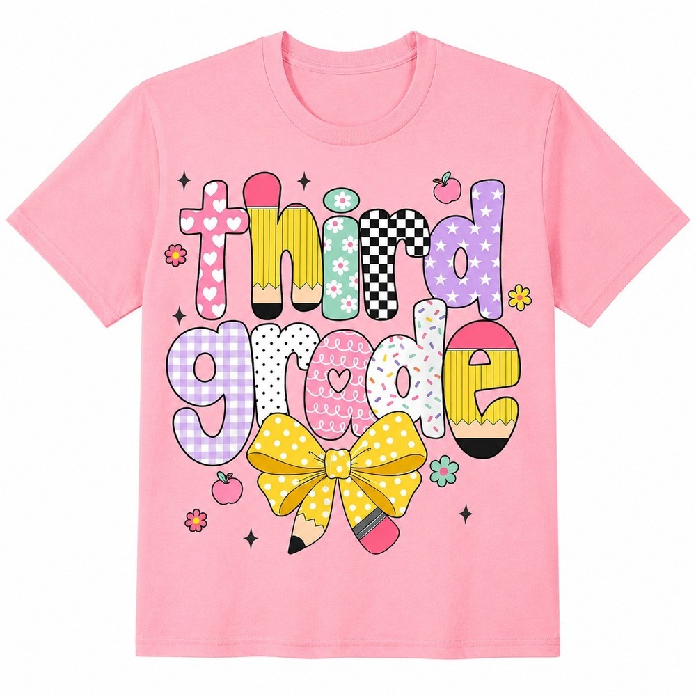 Preppy Third Grade Teacher 3rd Grade Back to School Girls T-Shirt
