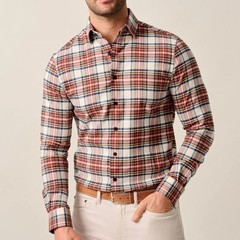 Men’s johnnie-O KNICK Performance Flannel Button-Up Shirt in Pumpkin Plaid Small