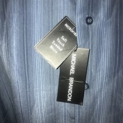 Michael Brandon Men’s XL Blue Microfiber Button Down 100% Polyester LARGE 16 1/2