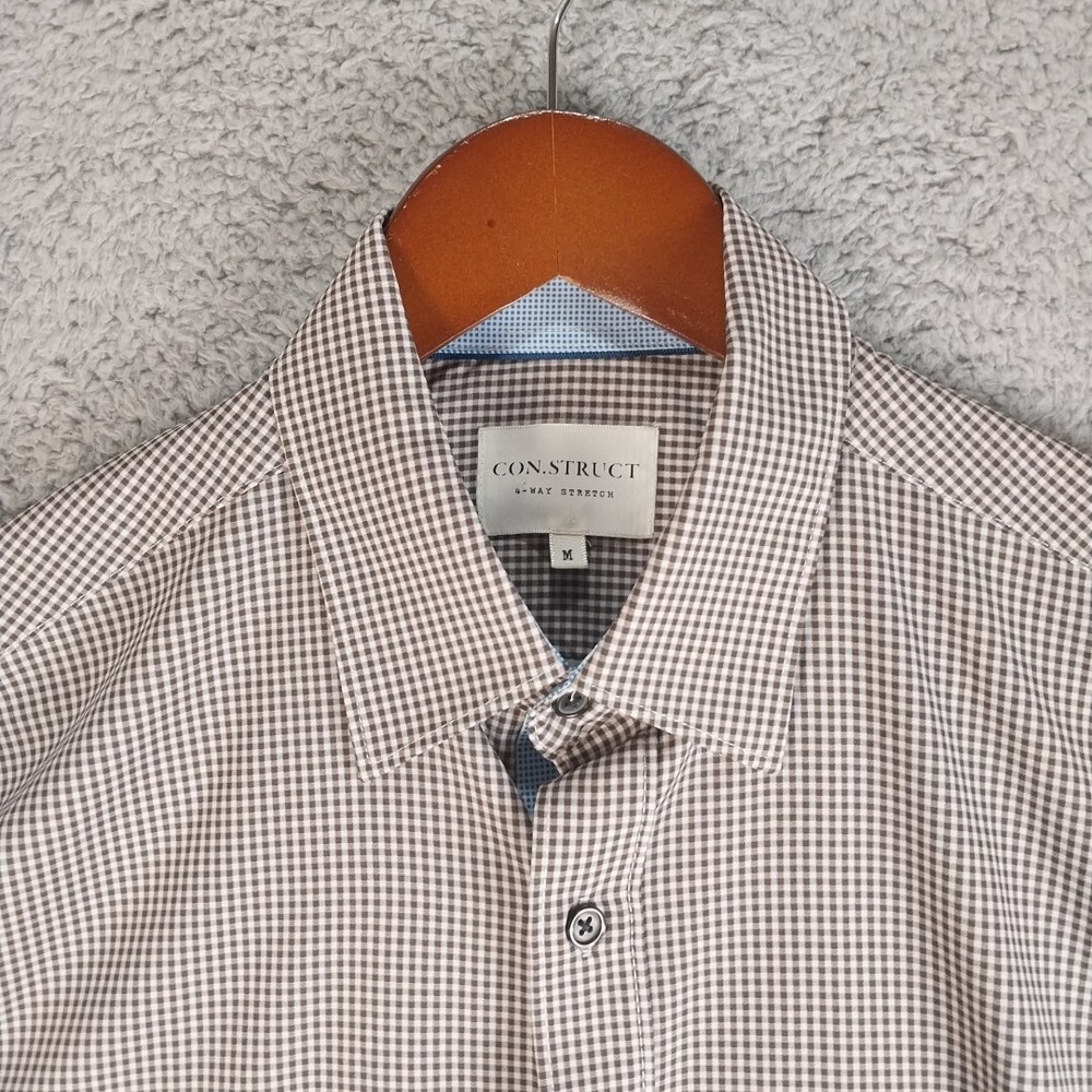 Con.Struct Shirt Mens Medium Gingham Check Cooling 4 Way Stretch