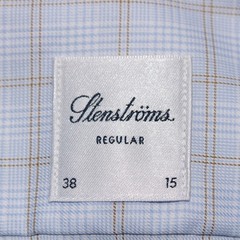 Stenstroms NWT Dress Shirt Size 38 15 Regular Fit in Blue / White / Tan Check