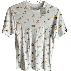 Pull&Bear Surfboard Graphic Tee White Short Sleeve NWT Men’s EUR Medium