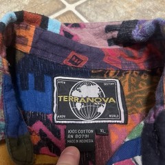 Terranova Patchwork Batik Long Sleeve Button Shirt Men’s XL Colorful Boho Rare