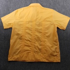 Vintage Haband Shirt Mens XL Yellow Guayoberra Cuban Tropical Caribbean Boho