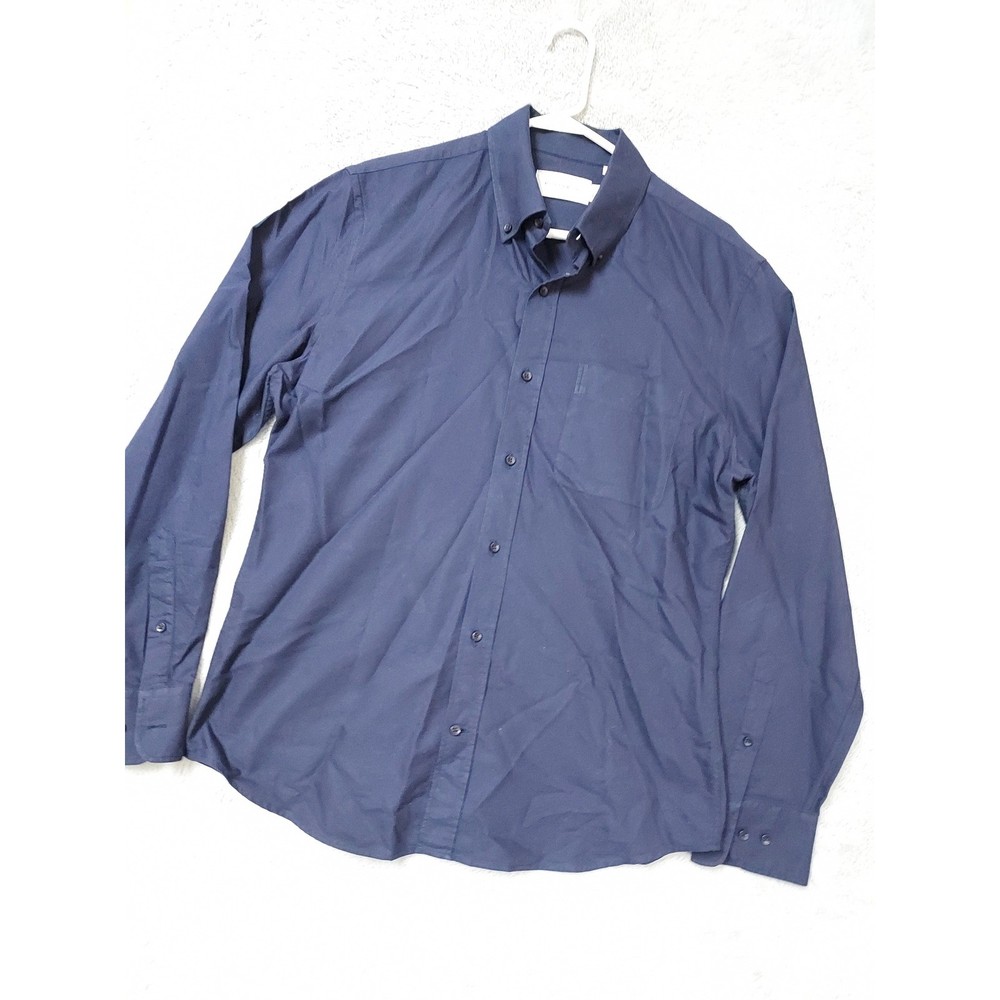 Mott & Bow Shirt Mens Large Button Down Long Sleeve Blue Midweight Preppy Casual