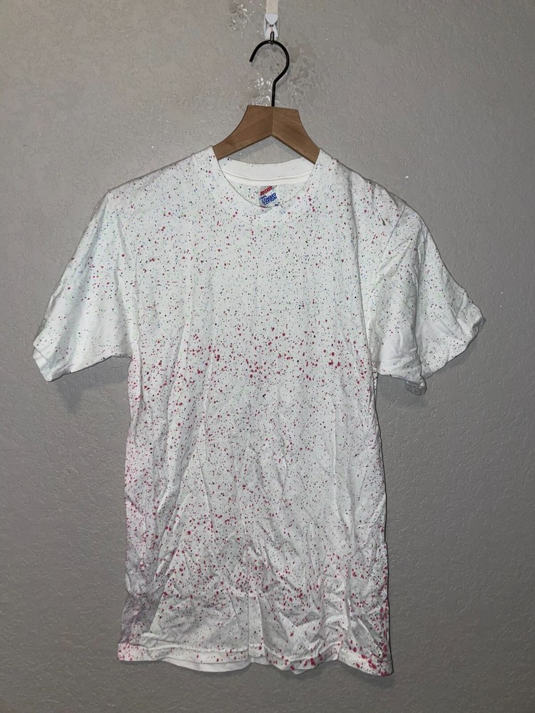 90s Vintage Jerzees Combed Cotton Multicolor Speckled Shirt Splatter VTG M Mediu