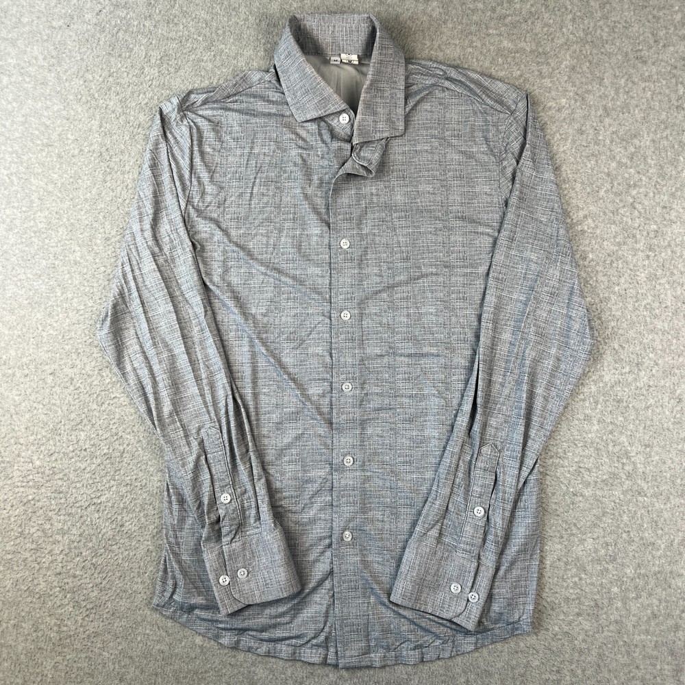 State & Liberty Stretch Performance Long Sleeve Sport Shirt Button Medium Grey