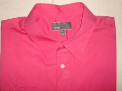 VINCE SOLID FUCHSIA PINK COTTON/ELASTANE BLEND S/S BUTTON FT. SHIRT SZ. XL SLIM