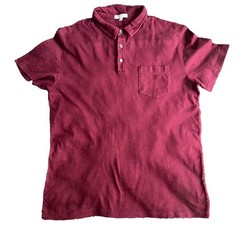 Gustin Made USA Cranberry Oxblood Pocket Men Collared Button Polo Shirt Sz M