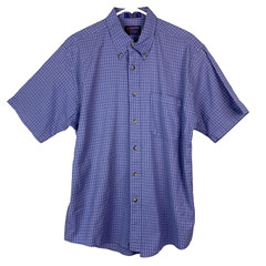 Pendleton Periwinkle Plaid Broadway Cloth Short Sleeve Button Up Shirt Large