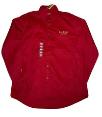 Four Roses Bourbon Embroidered Red Button-Up Shirt Mens Small Long Sleeve