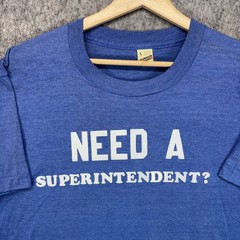 True Vintage Screen Stars T-Shirt Single Stitch USA Blue 80s Bill Superintendent