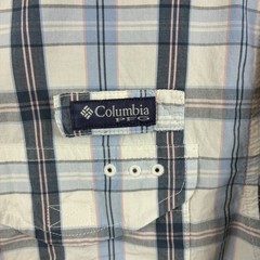 Columbia PFG Super Bonehead Button Down Fishing Shirt Mens Medium Blue Plaid