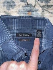 Van Heusen Flex Men’s L Blue Plaid Short Sleeve Button-Down Collar Shirt