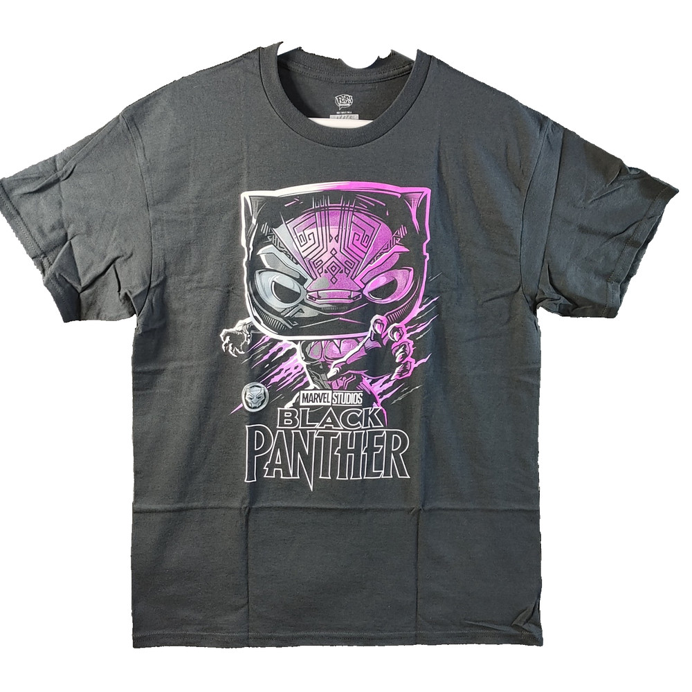 Funko POP! Tees Marvel Studios Black Panther Men’s L T-Shirt Blk Graphic Print