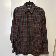 L.L.Bean Traditional Fit Men’s L Regular Cotton Flannel Plaid Shirt Gray Red