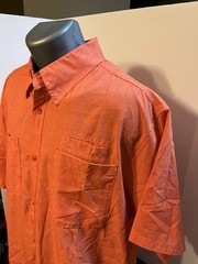 Silver Bait Men’s SS Button Down Vented Fishing Shirt Orange Poly Blend – XXLT